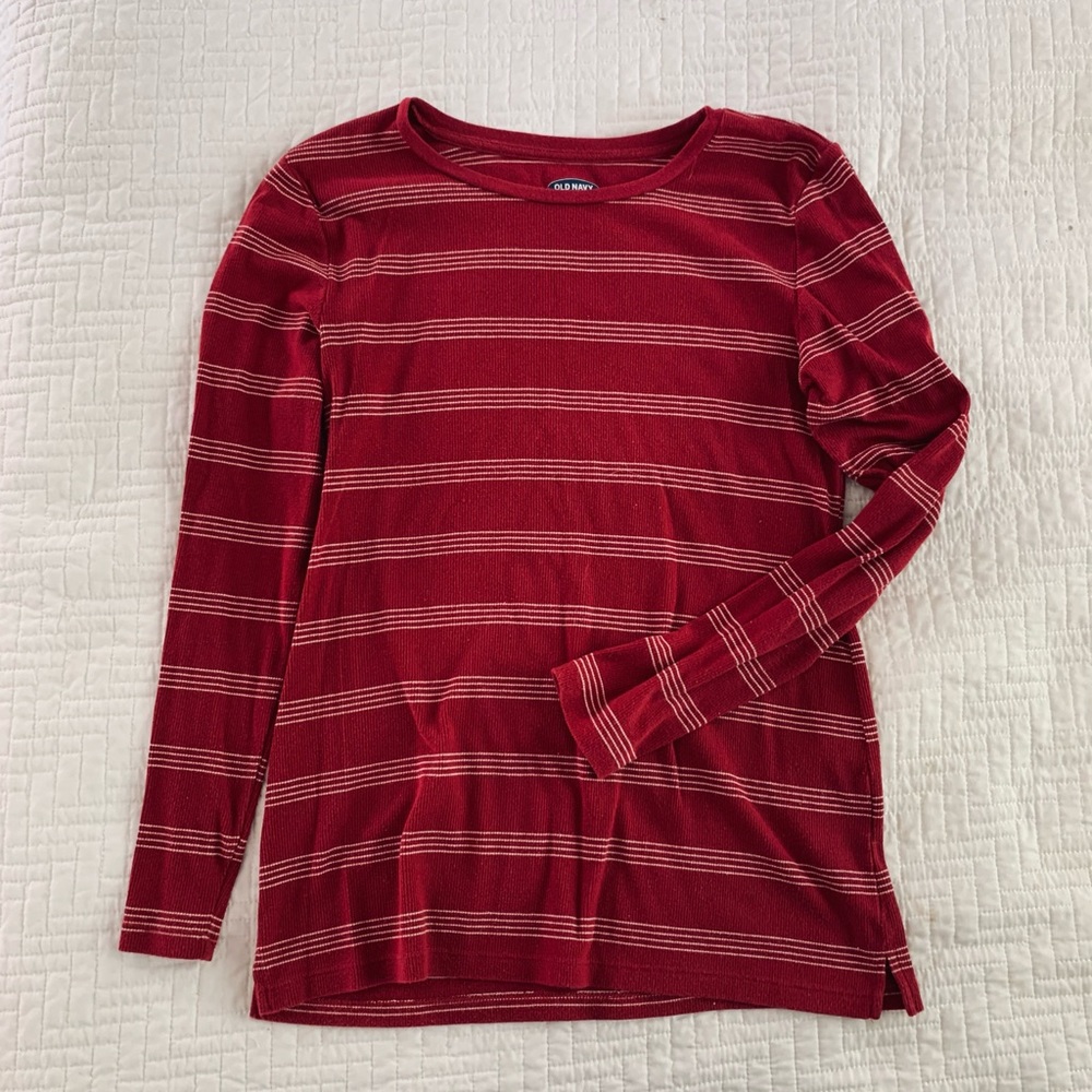 Women’s small old navy red striped long sleeve tee